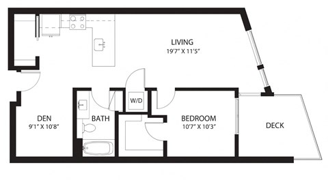 Vela Apartments D10 with Den Floor Plan